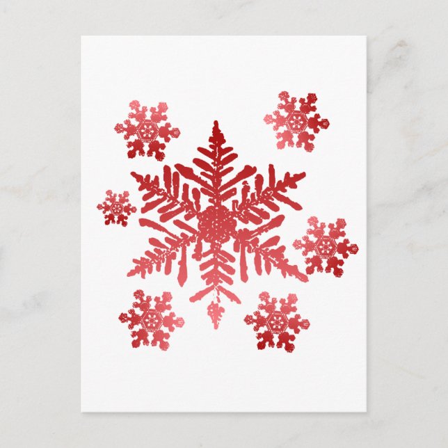 Postal Copos de nieve rojos (Anverso)