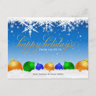 Postal Copos de nieve y adornos navideños