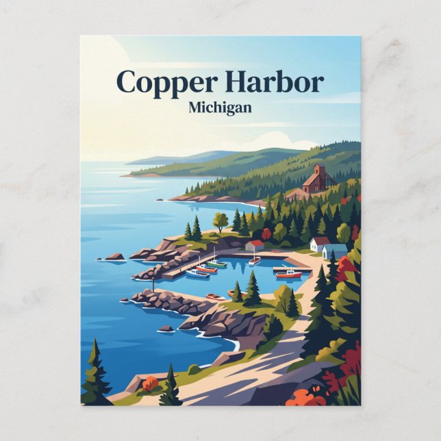 Postal Copper Harbor, Míchigan (Anverso)