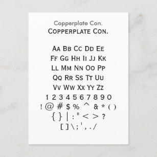 Postal Copperplate Con. - Hoja de ejemplo de tipos de let