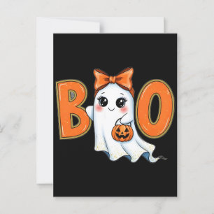 Postal Coquette Halloween Girly Boo Ghost Estética 2025