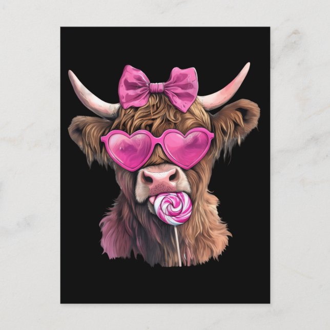 Postal Coquette Highland Cow Bubblegum 2025 (Anverso)