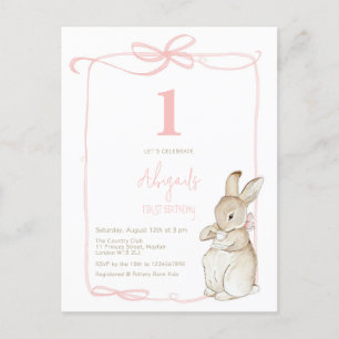 Postal Coquette Pink Peter the Rabbit Girl Primer cumplea