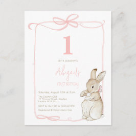 Postal Coquette Pink Peter the Rabbit Girl Primer cumplea