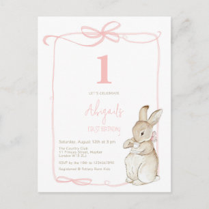 Postal Coquette Pink Peter the Rabbit Girl Primer cumplea