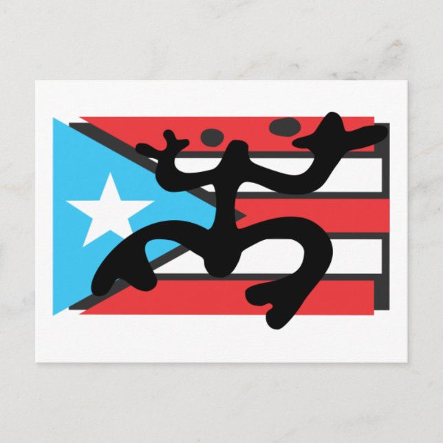 Postal Coqui taíno sobre bandera de Puerto Rico (Anverso)