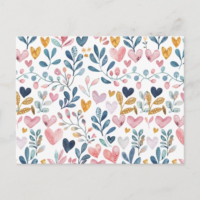 Postal Corações em Aquarela (Anverso)