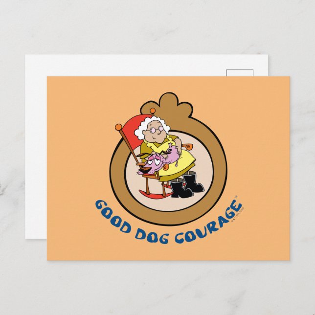 Postal Coraje al perro cobarde | Buen Coraje Perro (Anverso / Reverso)