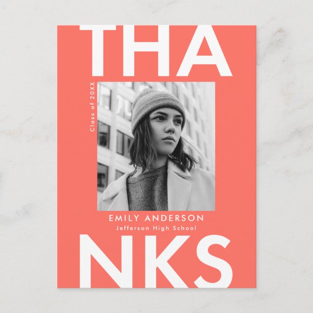 Postal Coral | Audaz Graduación De Foto Graduada Gracias (Anverso)