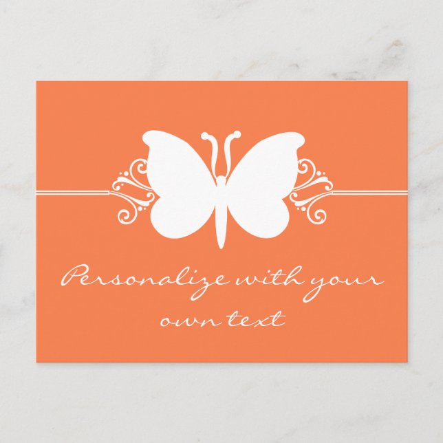 Postal Coral Butterfly Swirls Postcard (Anverso)