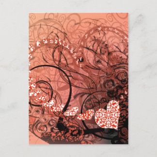 Postal Coral Heart Swirls