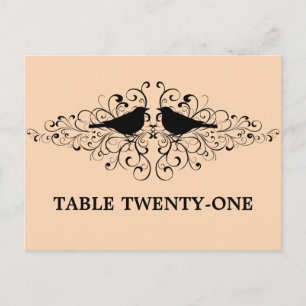 Postal Coral Love Bird Swirls Table Number Postcard