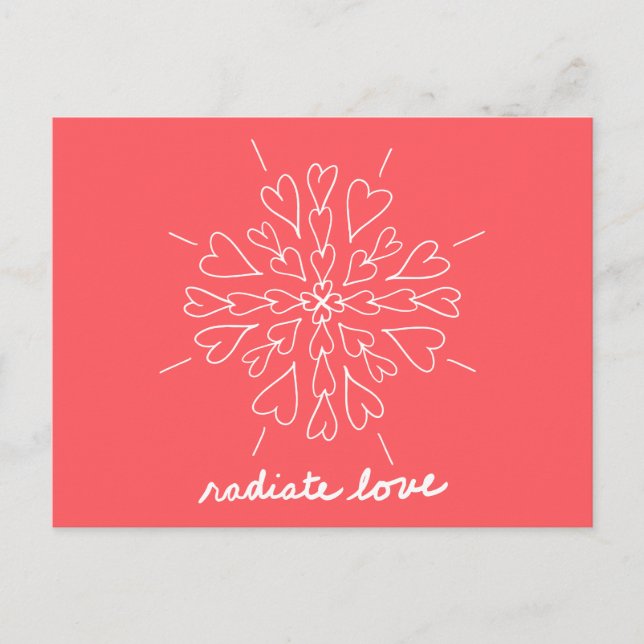 Postal Coral Peach Radiate Love Heart Mandala (Anverso)