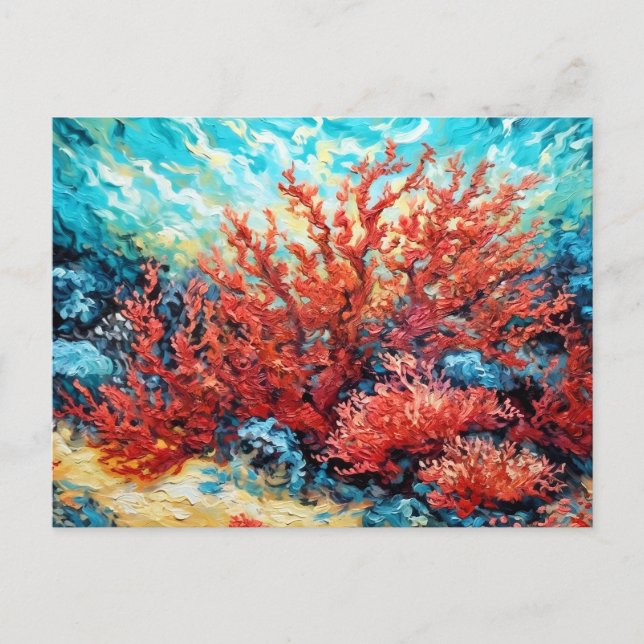 Postal Coral Reef in Swirling Underwater Oil Painting (Anverso)