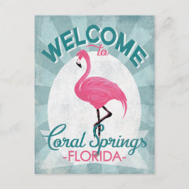 Postal Coral Springs Florida Flamingo Rosado Retro
