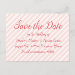 Postal Coral Striped Personalized Save the Date Postcard