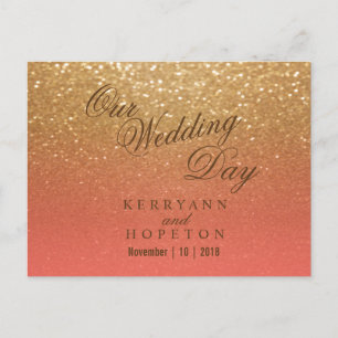 Postal Coral y Brillo Dorado - RSVP