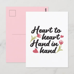 Postal Corazón a Corazón, Mano a Mano - Frase Romántica