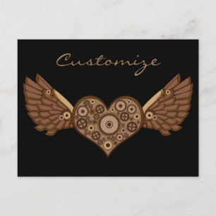 Postal Corazón alado Steampunk con Gears Thunder_Cove