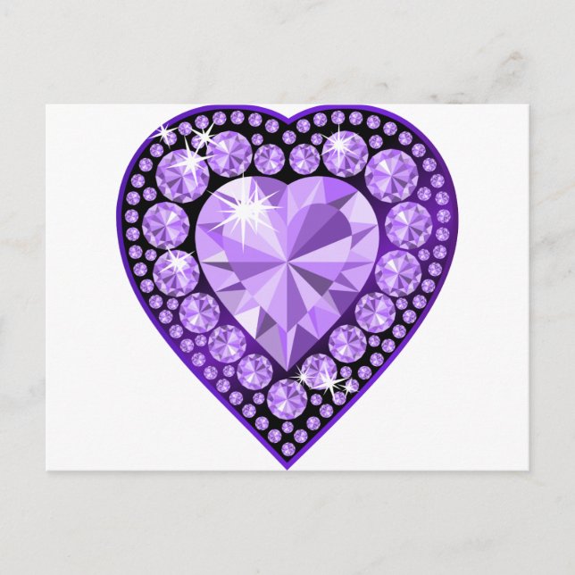 Postal Corazón Amethyst de la gema (Anverso)