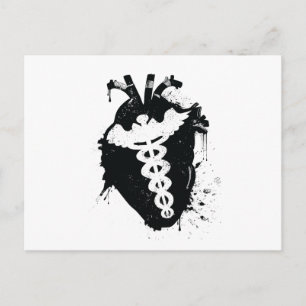 Postal corazón anatómico caduceus