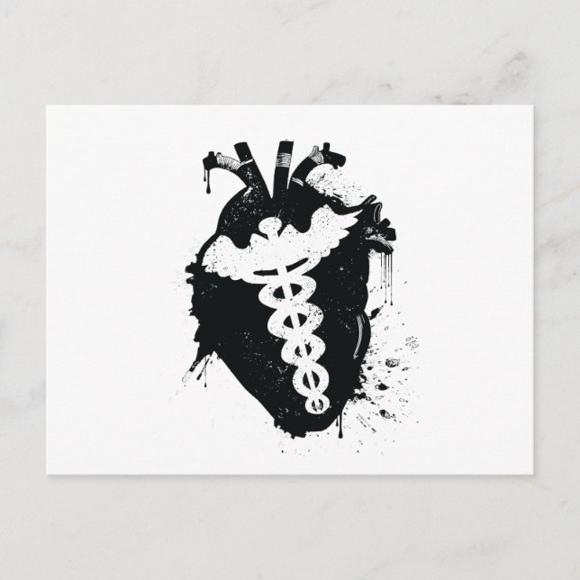 Postal corazón anatómico caduceus (Anverso)