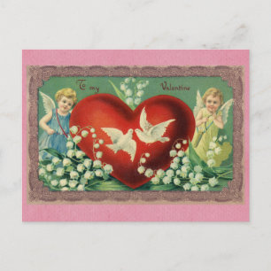 Postal Corazón Ángel Victoriano Día de San Valentín Cute