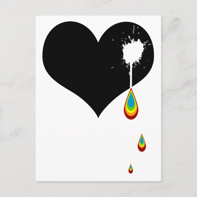 Postal corazón arcoiris. (Anverso)