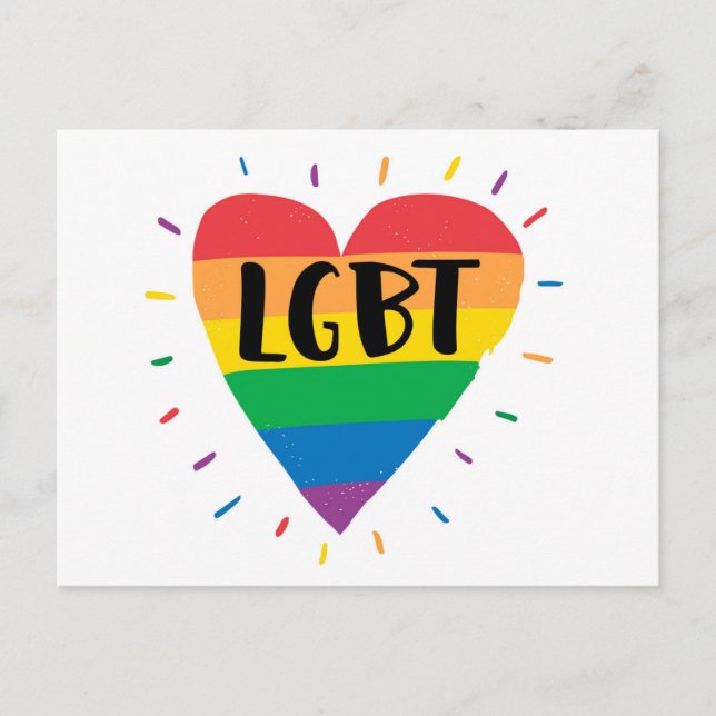 Postal Corazón arcoiris LGBT (Anverso)