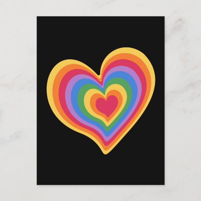 Postal Corazón arcoíris. Orgullo amor gay   (Anverso)