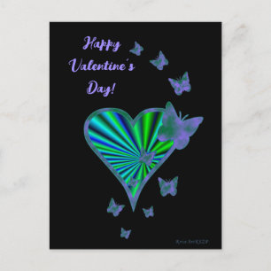 Postal Corazón arcoiris y mariposa