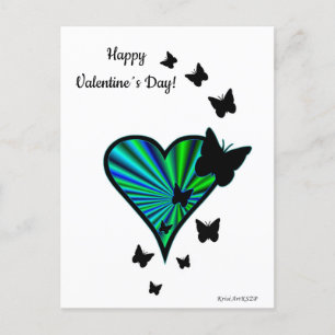 Postal Corazón arcoiris y mariposa