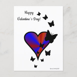 Postal Corazón arcoiris y mariposa