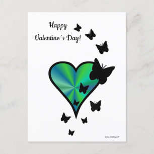 Postal Corazón arcoiris y mariposa