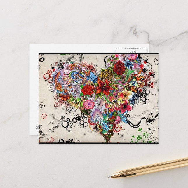 Postal Corazón artístico ( Valentine's Day Swirling Heart Pattern!)