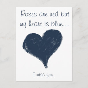 Postal Corazón azul - Te extraño