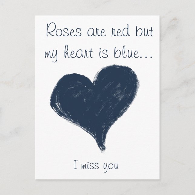 Postal Corazón azul - Te extraño (Anverso)
