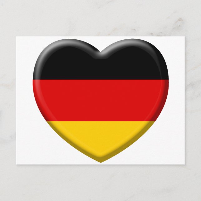 Postal Corazón bandera Alemana me gusta Alemania (Anverso)