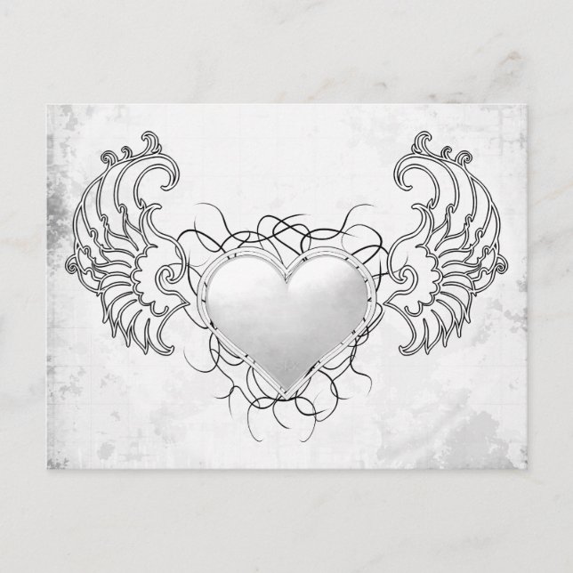 Postal Corazón blanco de cristal angélico (Anverso)