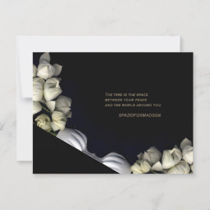 Postal "Corazón blanco en negro de luna" y tiempo