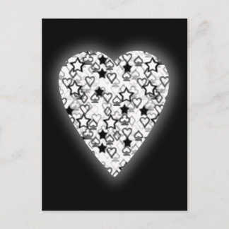 Postal Corazón blanco y negro. Diseño de Corazón con Patr