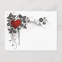 Corazón brillante, hojas y flores - Original
