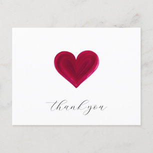 Postal Corazón Carmesí corazón de acuarela gracias