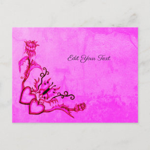 Postal Corazón con flor y mariposa
