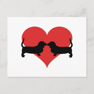 Postal Corazón con hongos basset