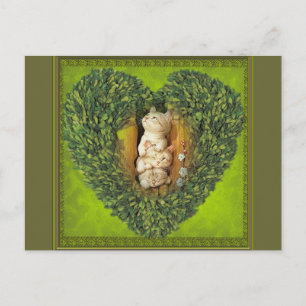 Postal Corazón con los gatos