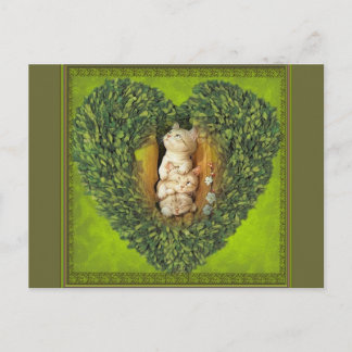 Postal Corazón con los gatos