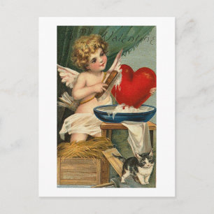 Postal Corazón crujiente y gato