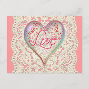 POSTAL CORAZÓN CUPIDO AMOR Y LAZO DE SHARON SHARPE