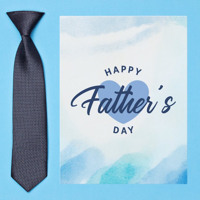 Postal Corazón de Acuarela Azul Feliz Día del Padre (Subido por el creador)